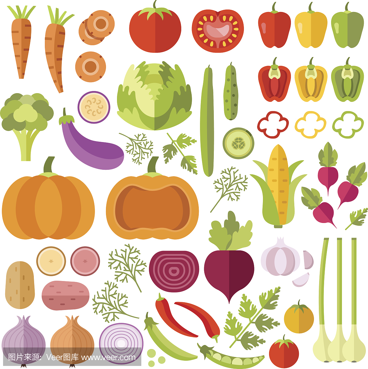 蔬菜平面圖標集